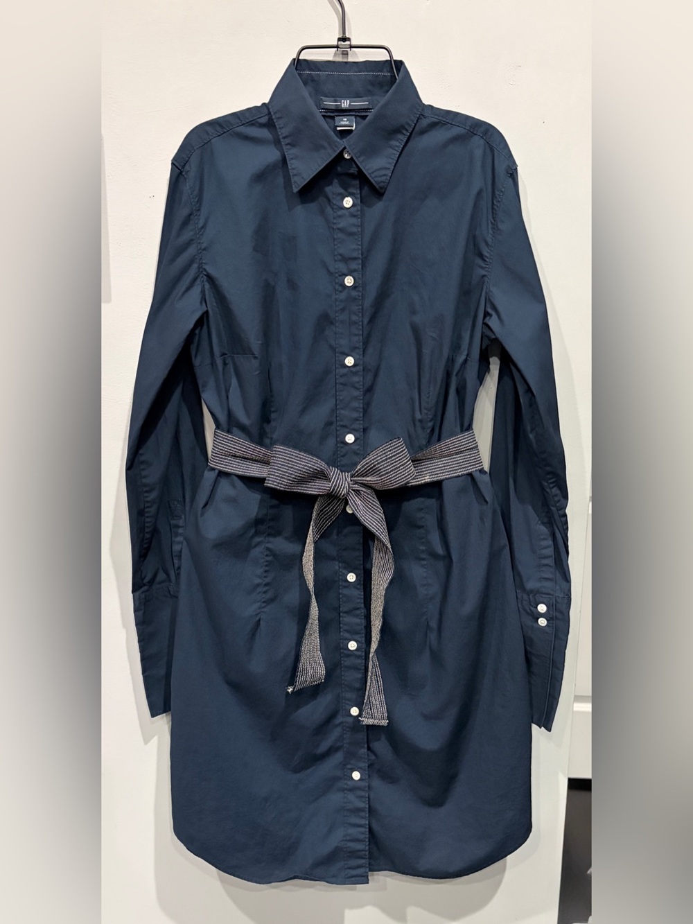GAP NAVY BLUE LONG SLEEVE WAIST TIE SHIRT DRESS